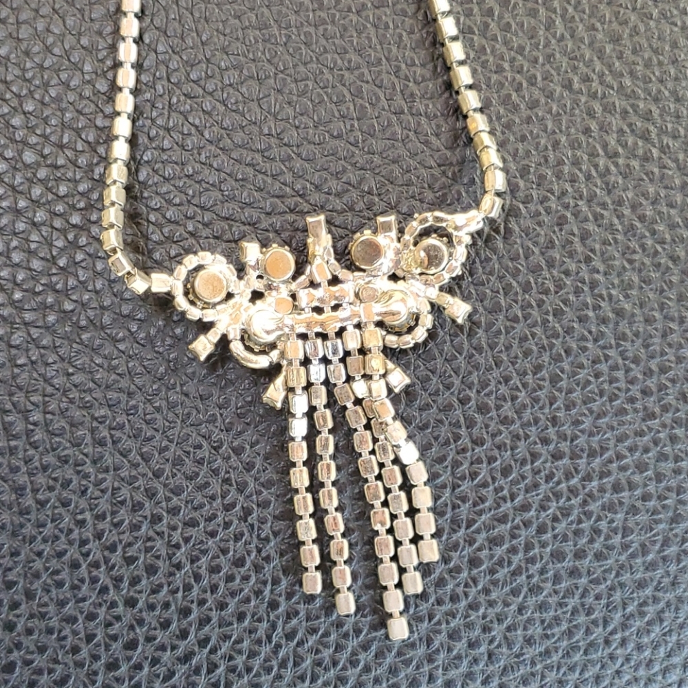 Blinged Out Rhinestone Necklace, Excellent - Picture 6 of 8